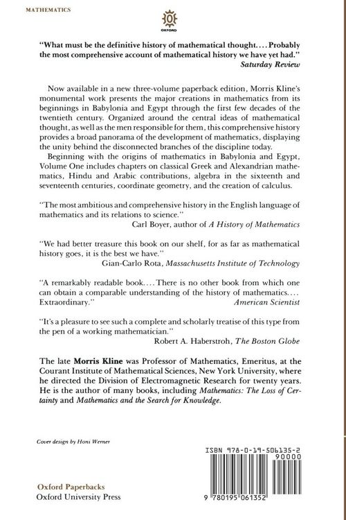 Produktbild: Mathematical Thought from Ancient to Modern Times