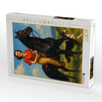 Produktbild: CALVENDO Puzzle Hoch zu Ross - Frau der 50er Jahre | 1000 Teile Lege-Gr&ouml;&szlig;e 64x48cm Foto-Puzzle f&uuml;r gl&uuml;ckliche Stunden