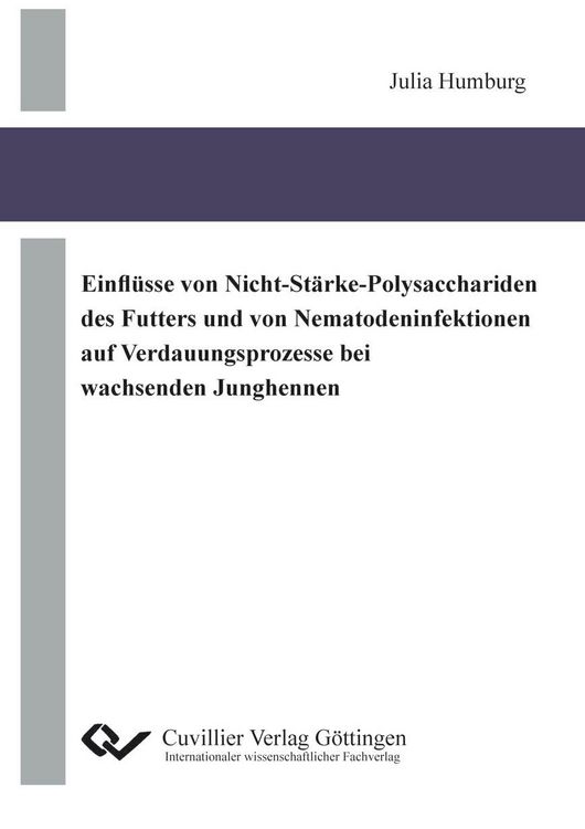 Produktbild: Einfl&uuml;sse von Nicht-St&auml;rke-Polysacchariden des Futters und von Nematodeninfektionen auf Verdauungsprozesse bei wachsenden Junghennen