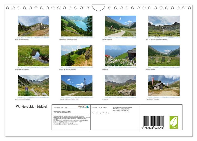 Produktbild: Wandergebiet S&uuml;dtirol (Wandkalender 2026 DIN A4 quer), CALVENDO Monatskalender