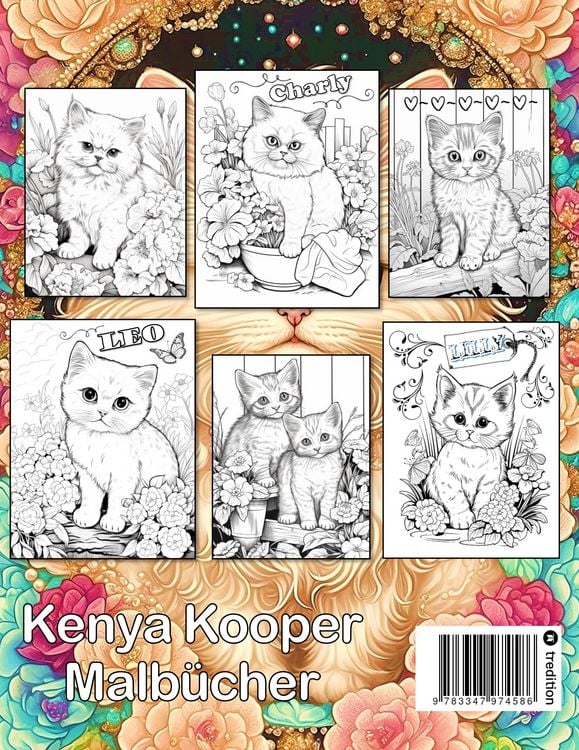 Produktbild: Katzen Malbuch - Cat Color - Katzen Blumen Garten - Malbuch Zur Entspannung und Stressabbau
