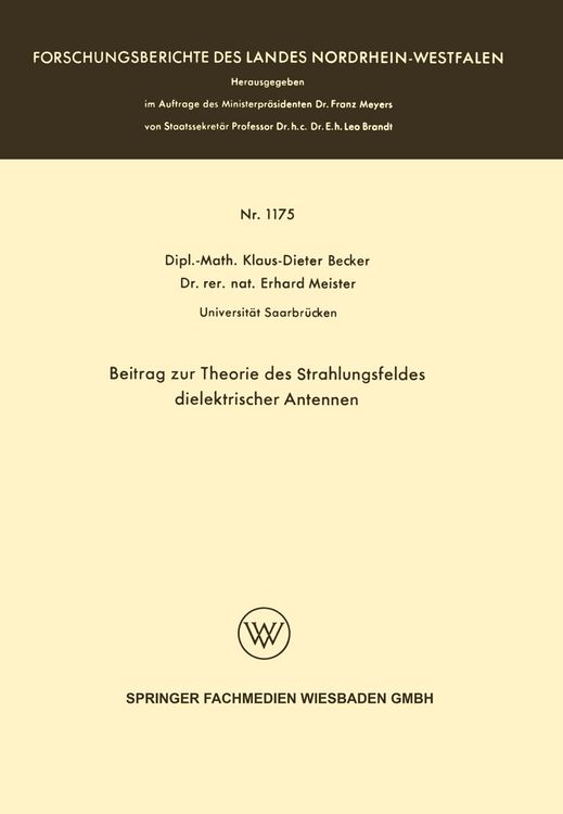 Produktbild: Beitrag zur Theorie des Strahlungsfeldes dielektrischer Antennen