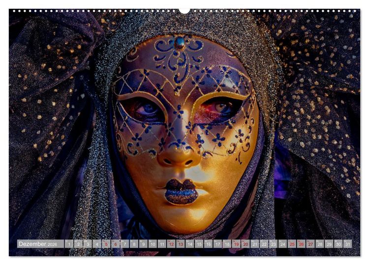 Produktbild: neunziggrad I photoart: venezia carnevale (hochwertiger Premium Wandkalender 2026 DIN A2 quer), Kunstdruck in Hochglanz