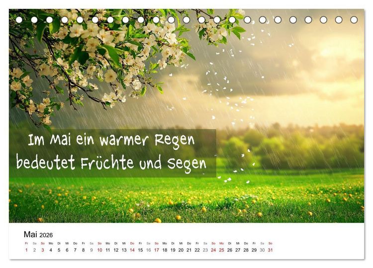 Produktbild: Bauernregeln Kalender - Rhythmus der Jahreszeiten (Tischkalender 2026 DIN A5 quer), CALVENDO Monatskalender