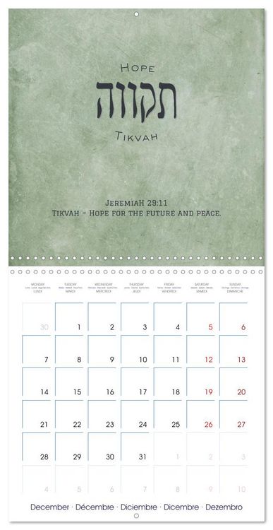 Produktbild: The Radiance of Hebrew Letters of Spirit and Light (Wall Calendar 2026 12 &times; 12 Inch) CALVENDO 12 Month Wall Calendar