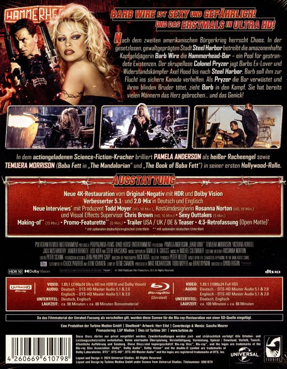 Produktbild: Barb Wire - Limitierte Steelbook-Edition - Unrated (4K Ultra HD) (+ Blu-ray)