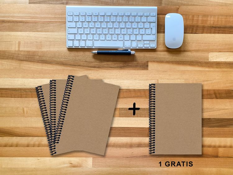 Produktbild: A 5 Notizbuch - Set, 3+1 gratis, Luxury 80 Seiten MUSKAT Designerecycling, punktiert 10x10mm