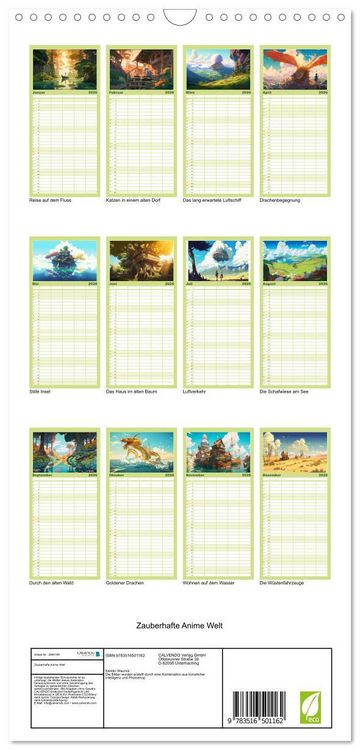 Produktbild: Familienplaner 2026 - Zauberhafte Anime Welt mit 5 Spalten (Wandkalender, 21 x 45 cm) CALVENDO