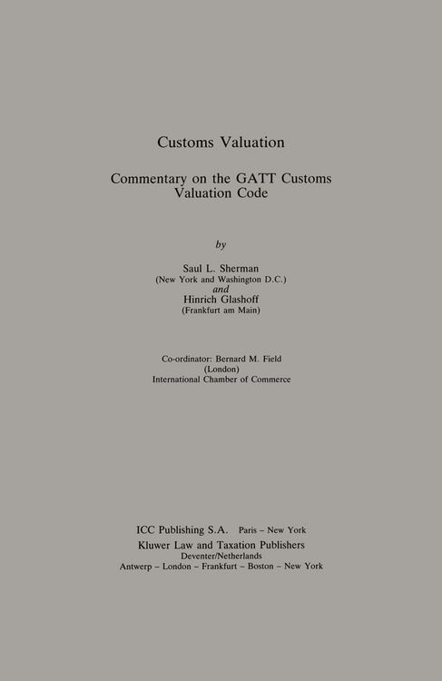 Produktbild: Customs Valuation