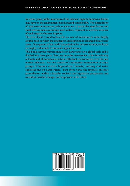 Produktbild: Karst Hydrogeology and Human Activities