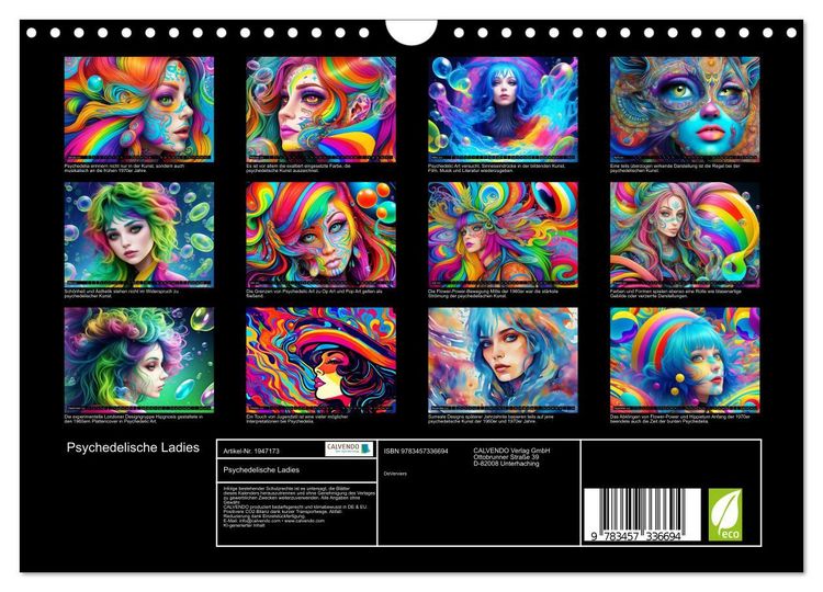 Produktbild: Psychedelische Ladies (Wandkalender 2026 DIN A4 quer), CALVENDO Monatskalender