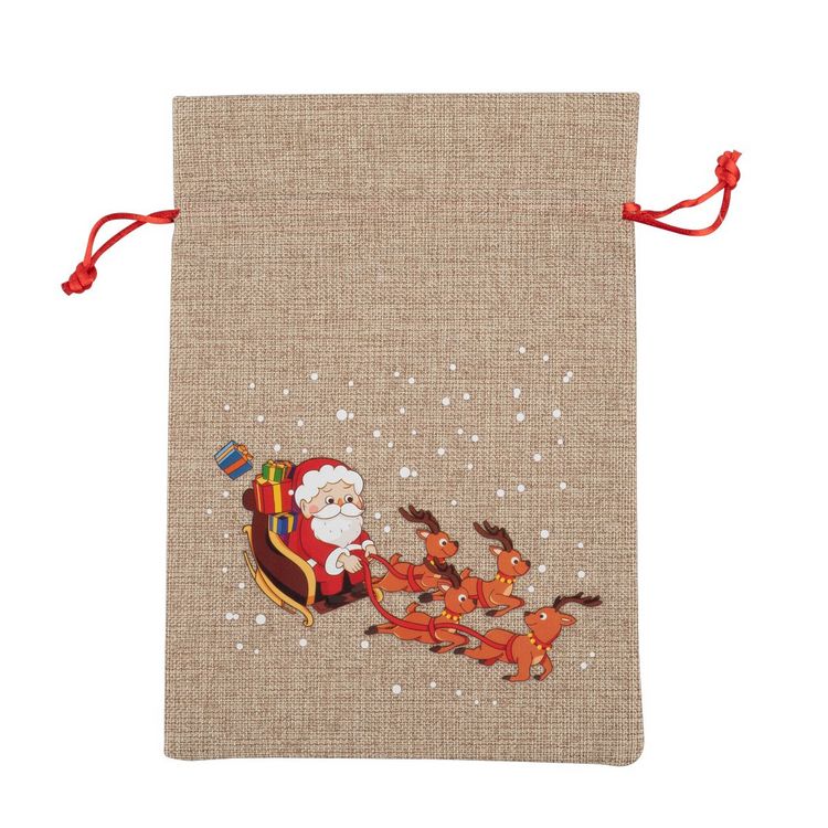 Produktbild: Idena Weihnachtsgeschenksack Weihnachtsmann Schlitten 15x22cm