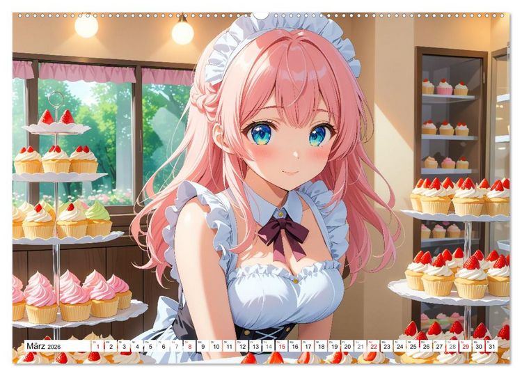 Produktbild: Manga Caf&eacute; Tr&auml;ume - Kawaii Anime-Kalender voller s&uuml;&szlig;er Momente (hochwertiger Premium Wandkalender 2026 DIN A2 quer), Kunstdruck in Hochglanz