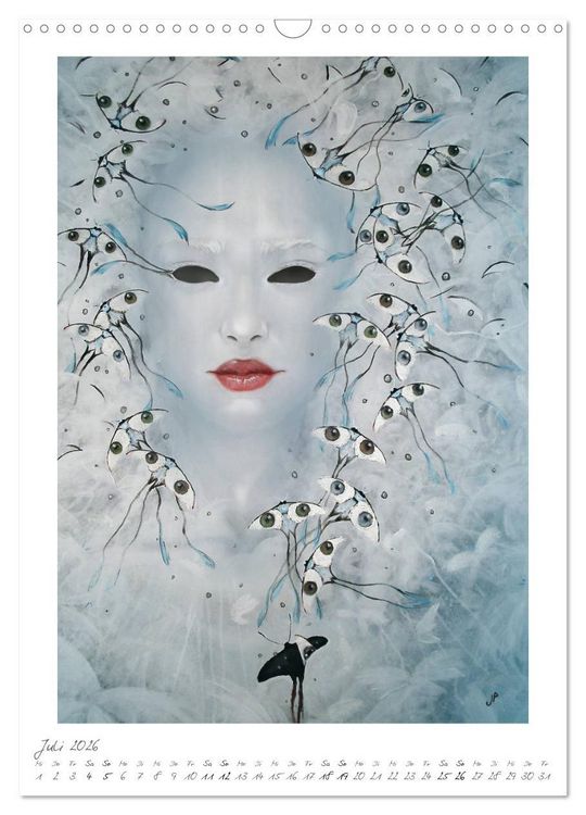 Produktbild: Colourful Women - Fantasy-Frauenportraits in Acryl und Mischtechnik (Wandkalender 2026 DIN A3 hoch), CALVENDO Monatskalender
