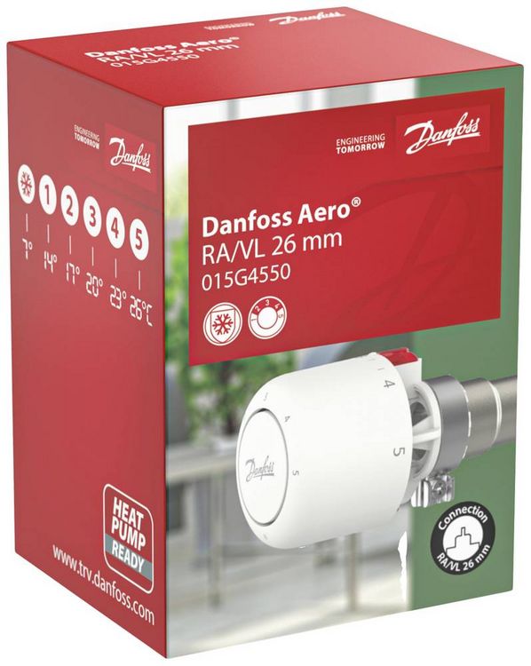 Produktbild: Danfoss 015G4550 Aero RA/VL, 26mm Thermostatkopf mechanisch 7 bis 28&deg;C