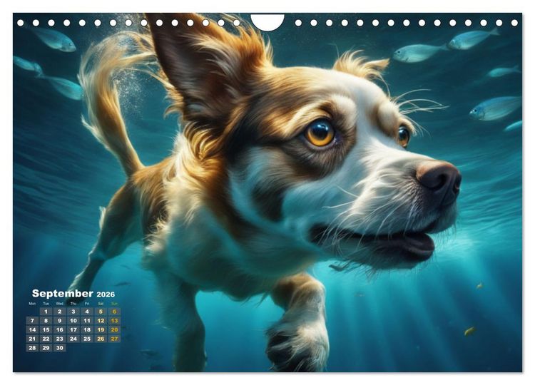 Produktbild: Dogs: intrepid swimmers (Wall Calendar 2026 DIN A4 landscape), CALVENDO 12 Month Wall Calendar
