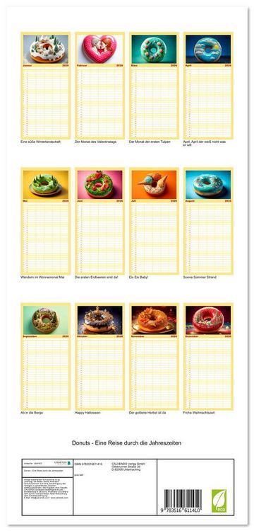 Produktbild: Familienplaner 2026 - Donuts - Eine Reise durch die Jahreszeiten mit 5 Spalten (Wandkalender, 21 x 45 cm) CALVENDO
