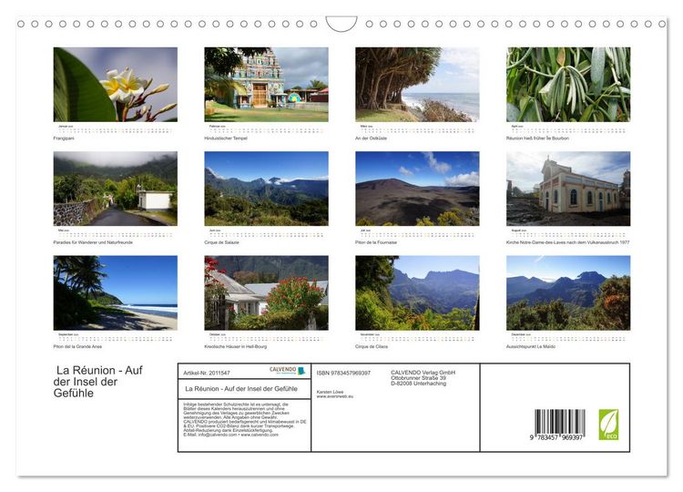 Produktbild: La R&eacute;union - Auf der Insel der Gef&uuml;hle (Wandkalender 2026 DIN A3 quer), CALVENDO Monatskalender