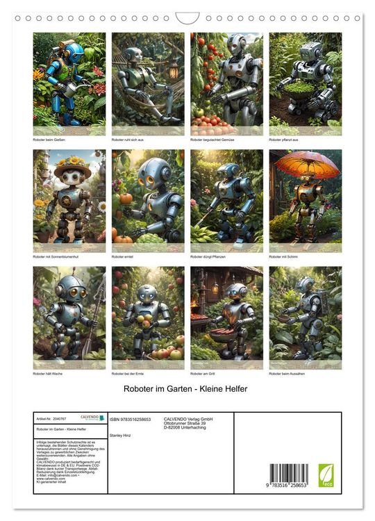 Produktbild: Roboter im Garten - Kleine Helfer (Wandkalender 2026 DIN A3 hoch), CALVENDO Monatskalender