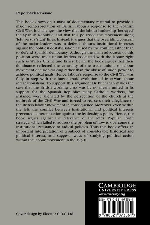 Produktbild: The Spanish Civil War and the British Labour Movement