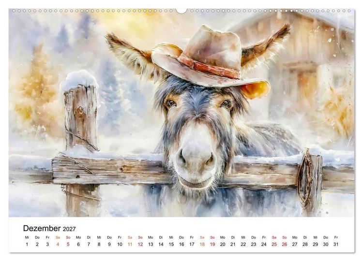 Produktbild: Esel - Wenn Ruhe ein Gesicht h&auml;tte (hochwertiger Premium Wandkalender 2027 DIN A2 quer), Kunstdruck in Hochglanz