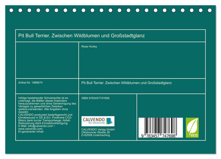 Produktbild: Pit Bull Terrier. Zwischen Wildblumen und Gro&szlig;stadtglanz (Tischkalender 2026 DIN A5 quer), CALVENDO Monatskalender