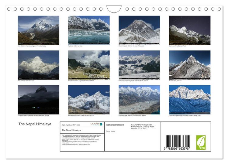 Produktbild: The Nepal Himalaya (Wall Calendar 2026 DIN A4 landscape), CALVENDO 12 Month Wall Calendar
