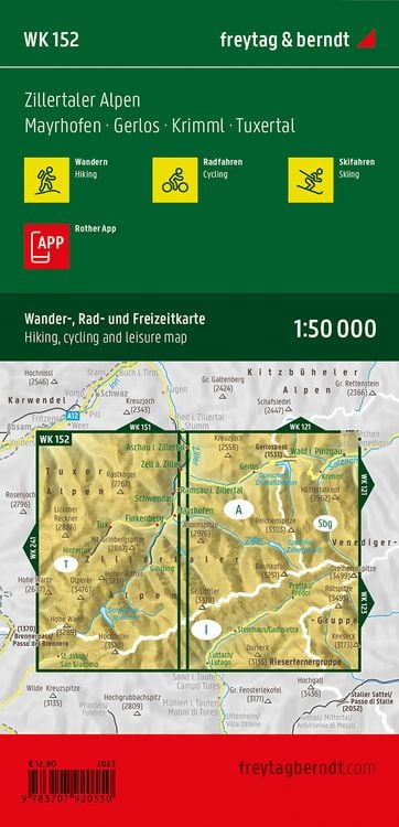 Produktbild: Freytag & berndt Wanderkarte WK 152 Zillertaler Alpen, Mayrhofen - Gerlos - Krimml - Tuxertal 1:50.000