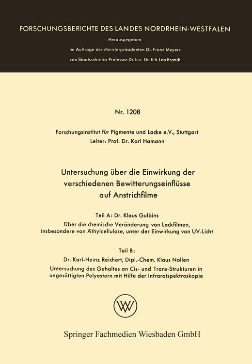 Produktbild: Untersuchung &uuml;ber die Einwirkung der verschiedenen Bewitterungseinfl&uuml;sse auf Anstrichfilme