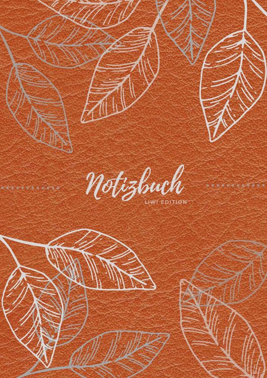 Produktbild: Notizbuch Tagebuch A5 liniert - 100 Seiten 90g/m&sup2; - Soft Cover - Silberne Bl&auml;tter auf braun