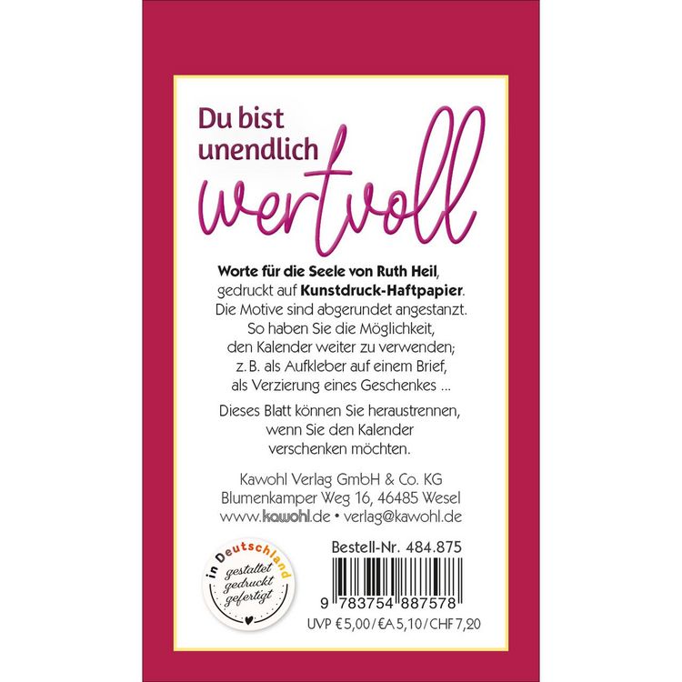 Produktbild: Du bist unendlich wertvoll 2027