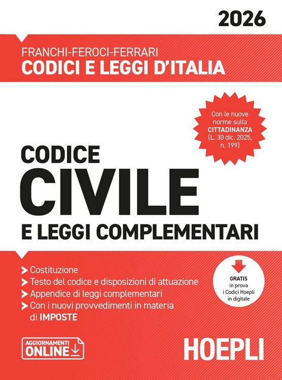 Produktbild: Codice civile e leggi complementari 2026