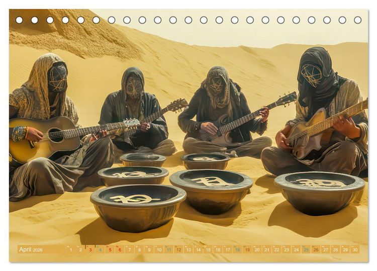 Produktbild: W&uuml;stenmusikanten und W&uuml;stent&auml;nzer - Surreale Impressionen (Tischkalender 2026 DIN A5 quer), CALVENDO Monatskalender