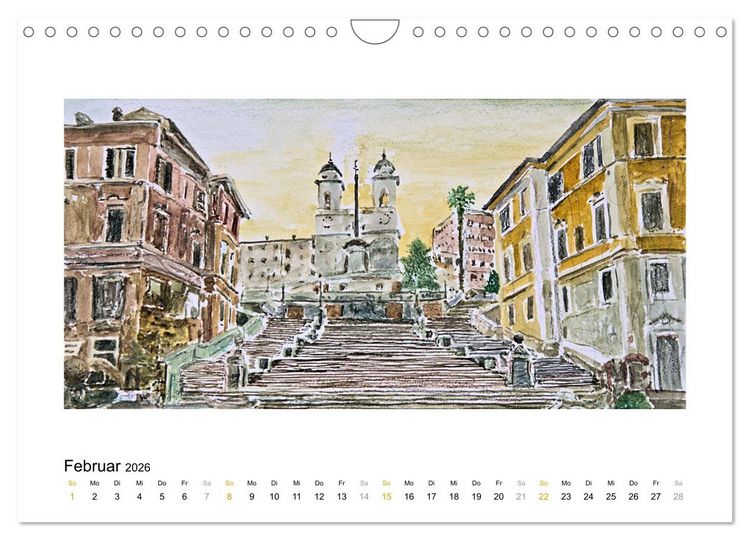 Produktbild: ROM In stillen Aquarellen (Wandkalender 2026 DIN A4 quer), CALVENDO Monatskalender