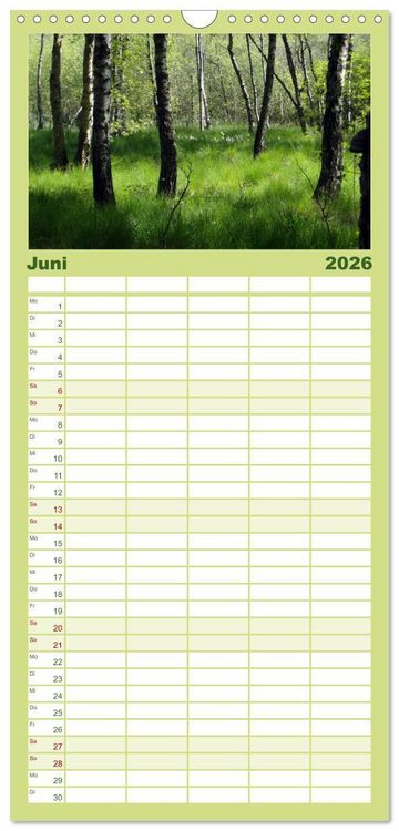 Produktbild: Familienplaner 2026 - Oasen der Ruhe 2026 / Geburtstagskalender mit 5 Spalten (Wandkalender, 21 x 45 cm) CALVENDO