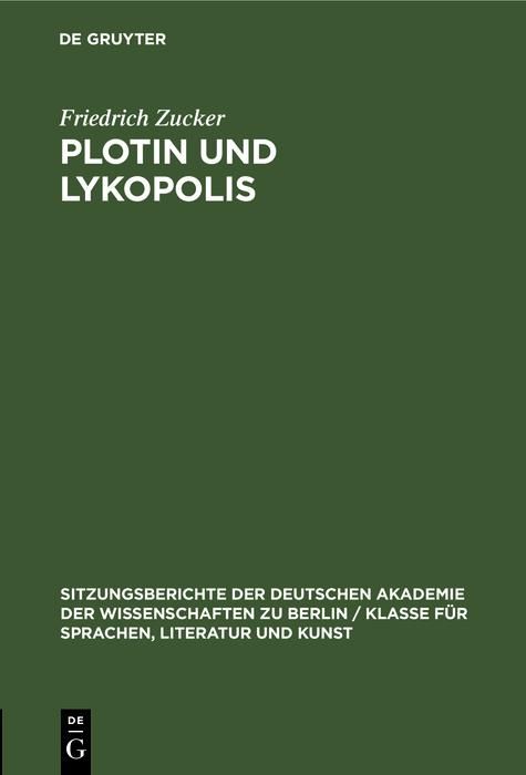 Produktbild: Plotin und Lykopolis
