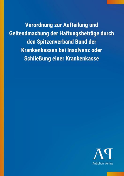 Produktbild: Verordnung zur Aufteilung und Geltendmachung der Haftungsbet