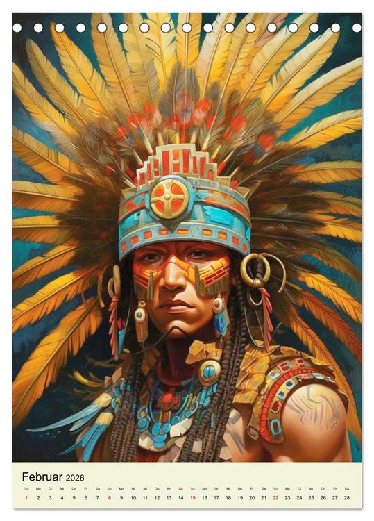 Produktbild: Fantasy-Azteken. Mesoamerikanische Krieger einer Hochkultur (Tischkalender 2026 DIN A5 hoch), CALVENDO Monatskalender