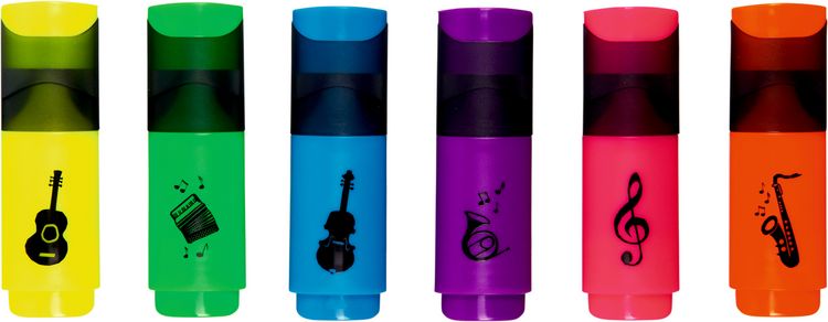 Produktbild: Mini-Textmarker (6 St&uuml;ck sortiert) / All about music