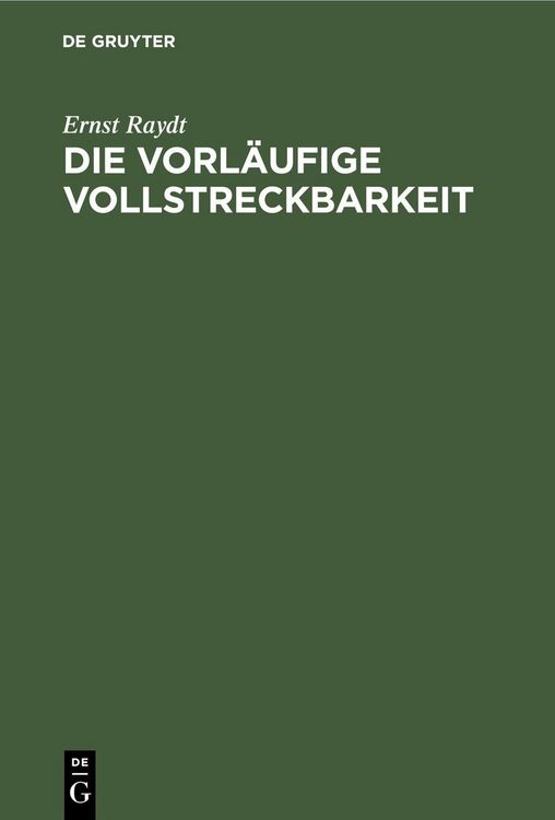 Produktbild: Die vorl&auml;ufige Vollstreckbarkeit