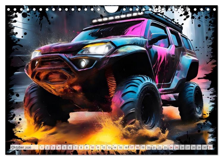 Produktbild: Coole KI-generierte OFF-ROAD-WAGEN (Wandkalender 2026 DIN A4 quer), CALVENDO Monatskalender