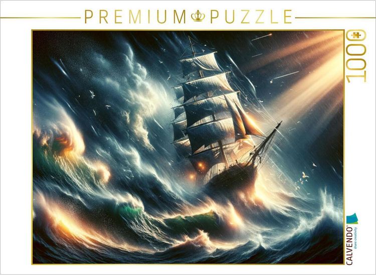 Produktbild: CALVENDO Puzzle Im Angesicht des Sturms: Ein Segelschiff trotzt den Gewalten | 1000 Teile Lege-Gr&ouml;&szlig;e 64x48cm Foto-Puzzle f&uuml;r gl&uuml;ckliche Stunden