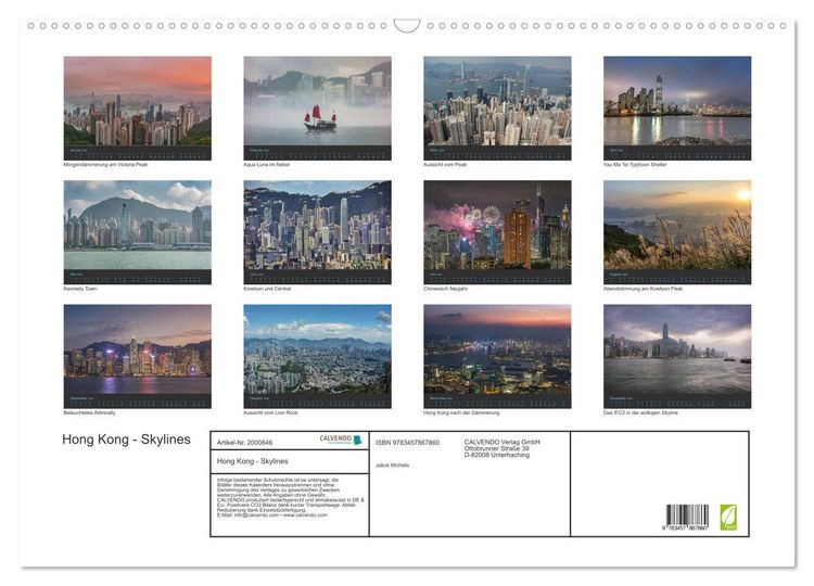 Produktbild: Hong Kong - Skylines (Wandkalender 2026 DIN A2 quer), CALVENDO Monatskalender