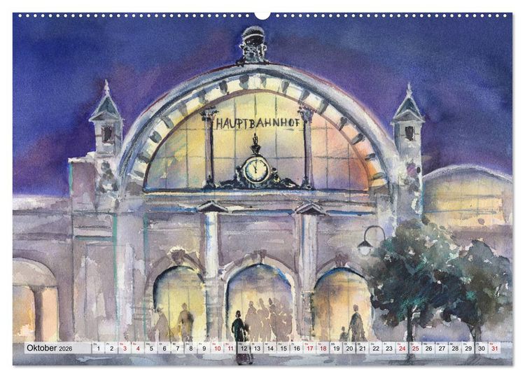 Produktbild: Frankfurt in Aquarell (hochwertiger Premium Wandkalender 2026 DIN A2 quer), Kunstdruck in Hochglanz