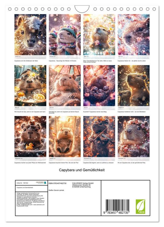 Produktbild: Capybara und Gem&uuml;tlichkeit (Wandkalender 2026 DIN A4 hoch), CALVENDO Monatskalender