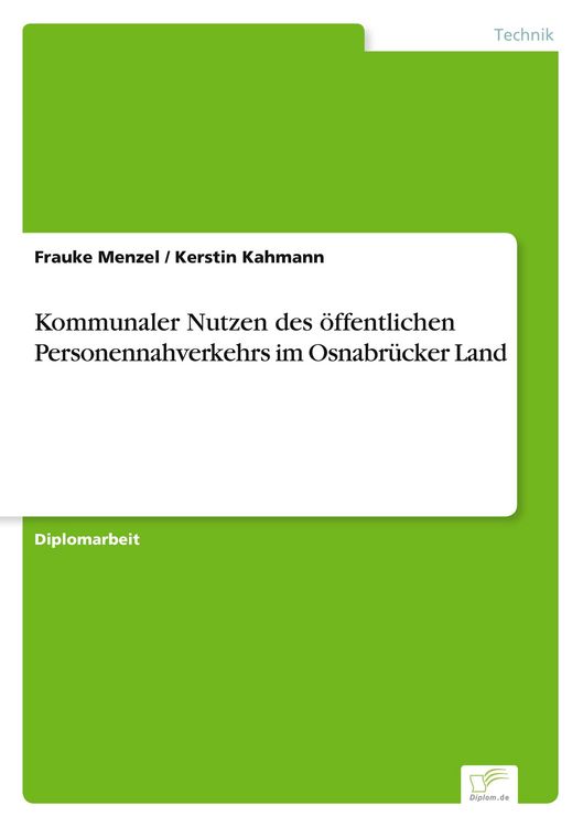 Produktbild: Kommunaler Nutzen des &ouml;ffentlichen Personennahverkehrs im Osnabr&uuml;cker Land