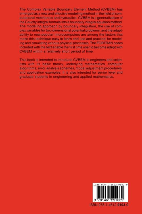 Produktbild: The Complex Variable Boundary Element Method in Engineering Analysis