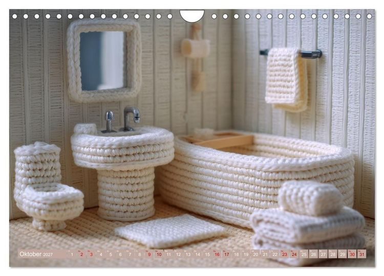 Produktbild: Amigurumi Wohnwelten. Textiles Interior Design mit Charme (Wandkalender 2027 DIN A4 quer), CALVENDO Monatskalender