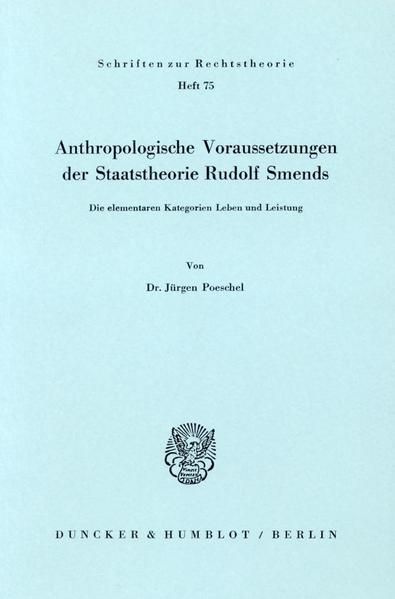 Produktbild: Anthropologische Voraussetzungen der Staatstheorie Rudolf Smends.