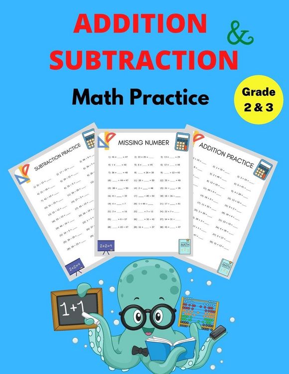 Produktbild: Addition and Subtraction Math Practice Grade 2&3